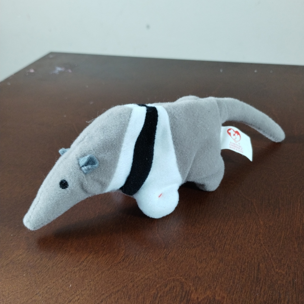 ✓Anteater Antsy Ty Plush Stuffed Animal 7" Beanie Babies Gray 1993 - Picture 3 of 9